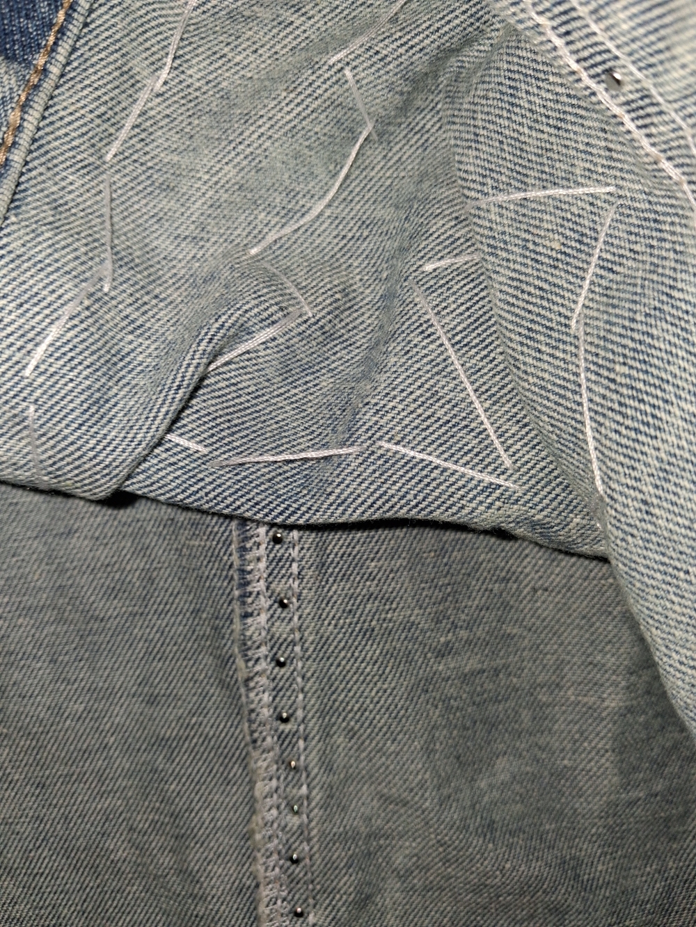 Handmade Embellished Cropped Denim Jacket with Pearls & Multicolor Gems Boutique - Picture 4 of 7